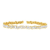 2.78ct 14k Yellow Gold Diamond Baguette Bangle